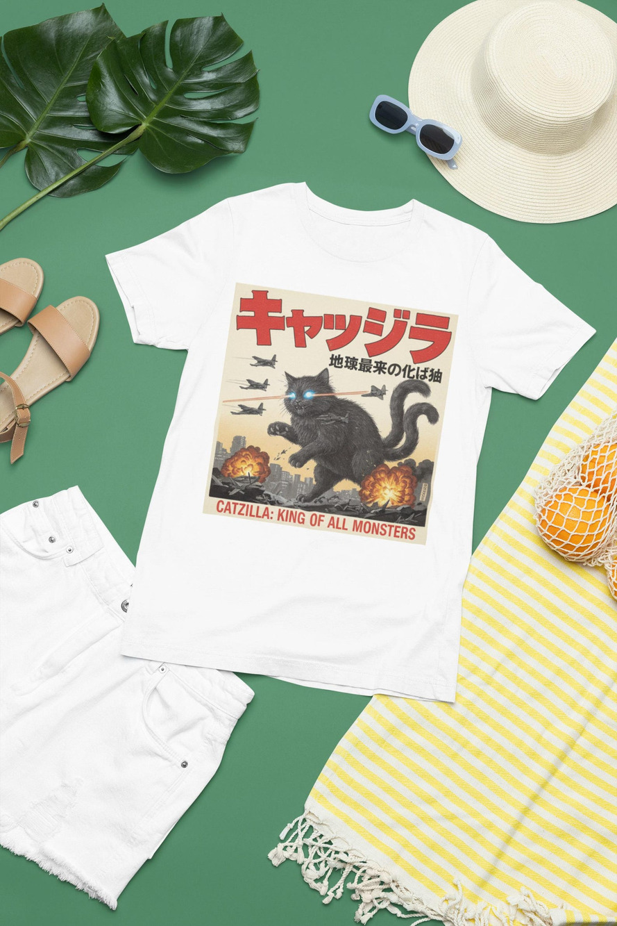 Funny Catzilla Japanese Style T Shirt
